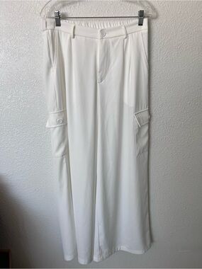 Wide Leg Cargo Pants in Cream Sz 12